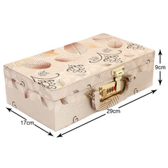 Kuber Industries Multipurpose Wooden Floral Design 2 Rod Bangle Box/Organizer/Case With Mirror & Number Lock System (Gold)-47KM0649