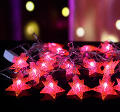 Kuber Industries Diwali Lights | 20 Stars Fairy Lights for Diwali | Christmas | Home Decoration | Indoor & outdoor | Diwali Lights for Decoration | Chota Star | Red