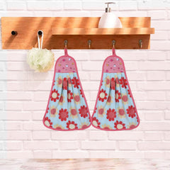 Kuber Industries Soft Cotton Flower Print Super Absorbent Hanging Napkin|Hand Towel for Washbasin & Kitchen,Pack of 2,(Assorted)