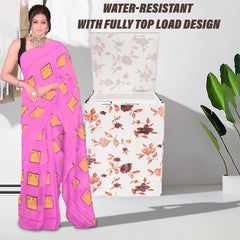 Heart Home Washing Machine Cover | Cream Printed Washing Machine Cover | Soft PVC | Top Load Fully-Automatic Washing Machine Cover | Cream