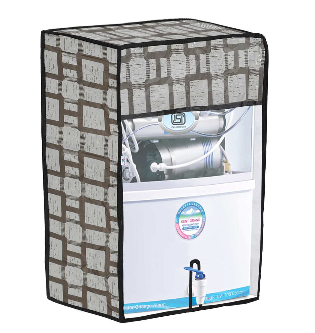 Heart Home PVC Squere Print Water Purifier RO Cover for Home & Kitchen (Blue) 54HH4145.