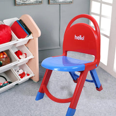 Kuber Industries Chair for Kids | Plastic Kids Foldable Chair | Baby Chair | School Study Chair | Toddler Chair | Indoor or Outdoor Use for Kids | Capacity 80 Kg | Red & Blue