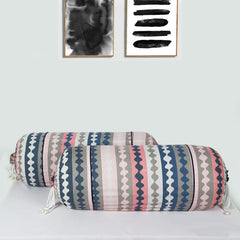 Kuber Industries Bolster Covers | Soft Cotton Bolster Cover Set | Diwan Round Bolster Pillow Covers | Zig Zag Design Roll Masand Cover | 16x32 Inch | Pack of 4 | Multicolor