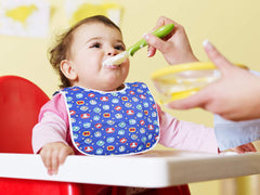 Kuber Industries Cotton 2 Pieces Waterproof Baby Apron with Two Baby Food Mat (Blue and Red), CTKTC13876