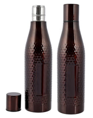 Kuber Industries Hammered Design Lightweight Odour Free Stainless Steel Fridge Water Bottle/Refrigerator Bottle/Sports Bottle, 1000 ML- Pack of 2 (Maroon)-HS42KUBMART25184