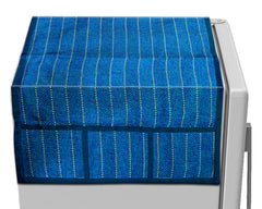 Kuber Industries Linning Printed Jute Fridge Top Cover with 6 Utility Side Pockets (Turquoise)