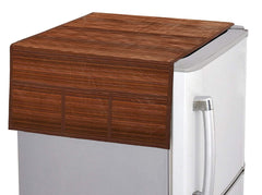 Kuber Industries Lining Net Design Cotton Fridge Top Cover - Brown, Standard (CTKTC02094)