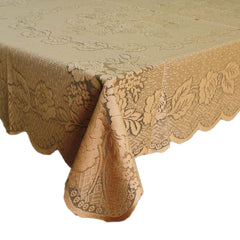 Kuber Industries Flower Printed Cotton 4 Seater Center Table Cover,40"x60" (Gold)-44KM093