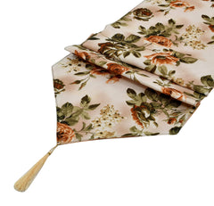 Heart Home Flower Design Machine Washable Cotton Table Runner for Dining Table, 16"x68"inch (Orange)