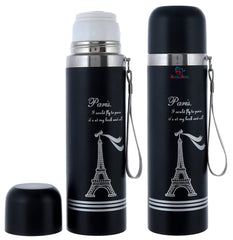 Heart Home Insulated Double Wall Stainless Steel Leak Proof BPA Free Water Bottle/Flask, 500ml-Pack of 2 (Black)