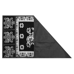 Kuber Industries Flower Printed Cotton Fridge Top Cover, Protect for Scratches, Wear & Tear and Dust with 6 Utility Side Pockets (Black), Standard