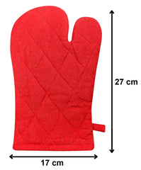 Heart Home Cotton Microwave Oven Gloves, Set of 2 (Red)-HS43HEARTH26085, Standard