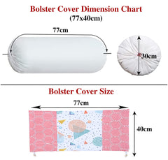 Kuber Industries Cotton Geometric Pattern Attractive Bolster Cover with Drawstring for Home Décor,Set of 4 (Multiclour)