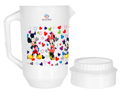 Heart Home Mickey & Friends Print Unbreakable Plastic Water Jug with Lid for Home, Kitchen, Office 2 Liter Pack of 2 (Cream & White)