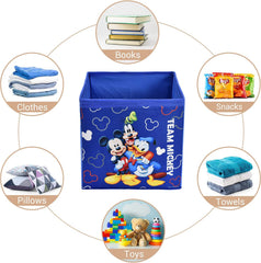 Heart Home Non-Woven Mickey & Friend Print Flodable Storage Box/Wardrobe Organizer For Home Decor, Pack of 2 (Blue) 54HH4249.