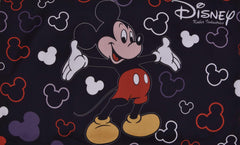 Kuber Industries Disney Mickey Print Silk Special Long Crush Single Bedsheet with 1 Pillow Cover (Black)-KUBMART010146