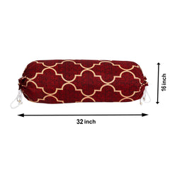 Kuber Industries Bolster Cover|Soft Cotton Bolster Cover Set|Diwan Round Bolster Pillow Covers|Luxurious Lattice Print Roll Masand Cover|16x32 Inch|Pack of 4 (Red)