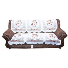 Kuber Industries 6 Piece Cotton 5 Seater Sofa Cover Set - Cream, Standard (SOFAKIC105)