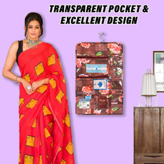 Kuber Industries Document Holder | PVC Flower Design Document Organizer | Double Sided Document Holder for Home | 7 Small Pocket with 3 Zipper | Maroon