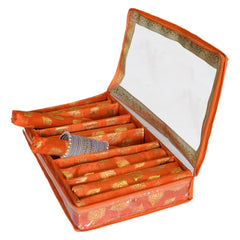 Heart Home Multipurpose Feather Design Laminated 6 Rod Bangle Box/Organizer/Case With Tranasparent Top - Pack of 2 (Orange)-47HH0167