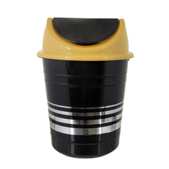 Kuber Industries Plastic 3 Pieces Medium Size Swing Lid Garbage Waste Dustbin for Home, Office, Factory, 10 Liters (Black & Yellow)-KUBMART10248