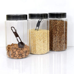 Heart Home Food Grade Odourless BPA Free Plastic Kitchen Container Set with Airtight Lid,1800ml, Set of 6 (Grey)-HS42KUBMART25052