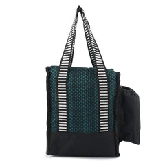 Kuber Industries Floral Design Canvas Waterproof Lunch Bag, Suitable for 3 Compartment (Black) -CTKTC038971