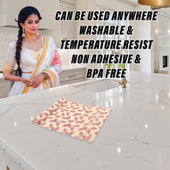 Heart Home Shelf Liner | EVA Kitchen Cabinet Shelf Mat | Anti-Slip Bathroom Mat | Fridge Mat | Table Mat | Pink Leaf Wardrobe Mat | 10 Meter | Cream