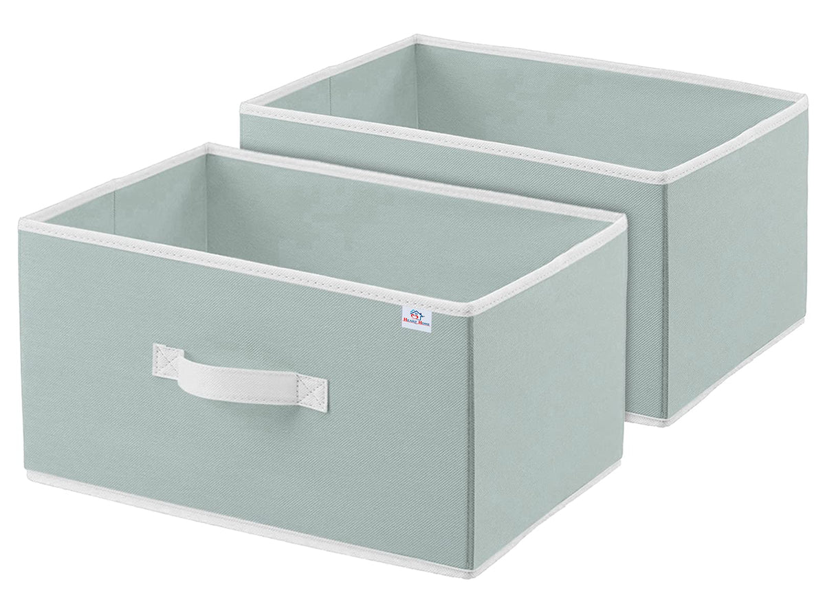 Heart Home Non-Woven Rectangular Flodable Cloth Storage Box, Pack of 2 (Grey)-HS40HEARTH23893