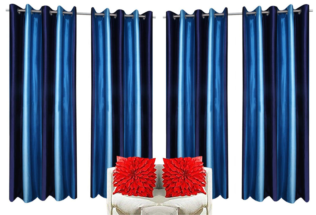 Kuber Industries Polyester 6 Pieces 7 Feet Eyelet Door Curtain (Blue) -CTKTC12974