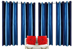 Kuber Industries Polyester 6 Pieces 7 Feet Eyelet Door Curtain (Blue) -CTKTC12974
