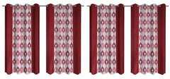 Kuber Industries Zig Zag Design 6 Pieces Polyester Eyelet Window Curtain 5 Feet (Maroon)-CTKTC14316