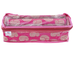 Heart Home Multipurpose Carry Design Laminated 1 Rod Bangle Box/Organizer/Case With Tranasparent Top (Pink)-47HH097