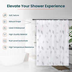 Kuber IndustriesSoft Texture Bath curtain|Natural Drape Waterproof Shower Curtain 6 Feet|White