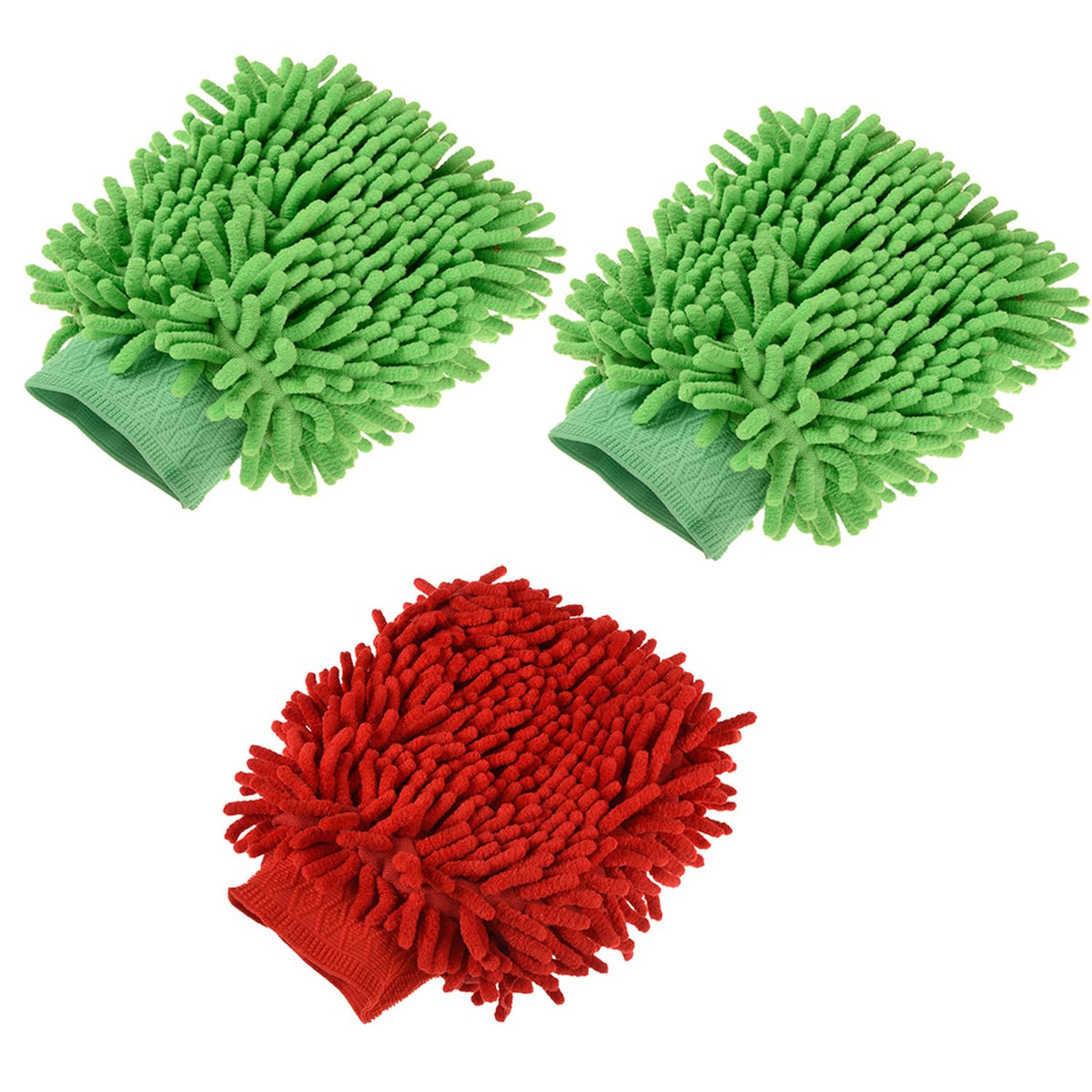 Heart Home Gloves | Microfiber Cleaning Gloves | Chenille Mitts for Kitchen | 50 GSM Hand Duster for Kitchen | Hand Gloves For Car | Duster for Glass | Pack of 3 | Multi