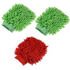 Heart Home Gloves | Microfiber Cleaning Gloves | Chenille Mitts for Kitchen | 50 GSM Hand Duster for Kitchen | Hand Gloves For Car | Duster for Glass | Pack of 3 | Multi