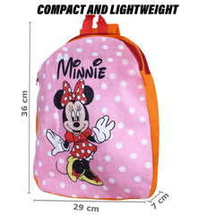 Kuber Industries Disney Minnie School Bag | Velvet Kids School Bags | Student Bookbag | School Bag for Girls & Boys | School Backpack for Kids | 2 Compartments | Orange