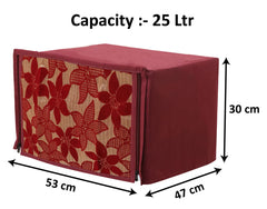 Heart Home Velvet Flower Printed Microwave Oven Cover, Dustproof Machine Protector Cover,25 LTR. (Maroon)-HS43HEARTH26052