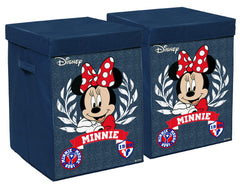 Kuber Industries Disney Minnie Print Foldable Laundry Basket|Clothes Storage Basket With Handle & Lid,60 Ltr.Pack of 2 (Navy Blue)