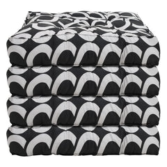 Kuber Industries Geometric Seamless Pattern Microfiber Square Chair Pad Seat Cushion for Rocking Chair, Office Chair, Dinning Chair, Indoor/Outdoor, 18 * 18 Inch- Pack of 4 (Black), Standard