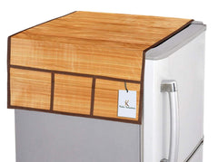Kuber Industries Lining Net Design Cotton Fridge Top Cover - Cream (CTKTC02093)