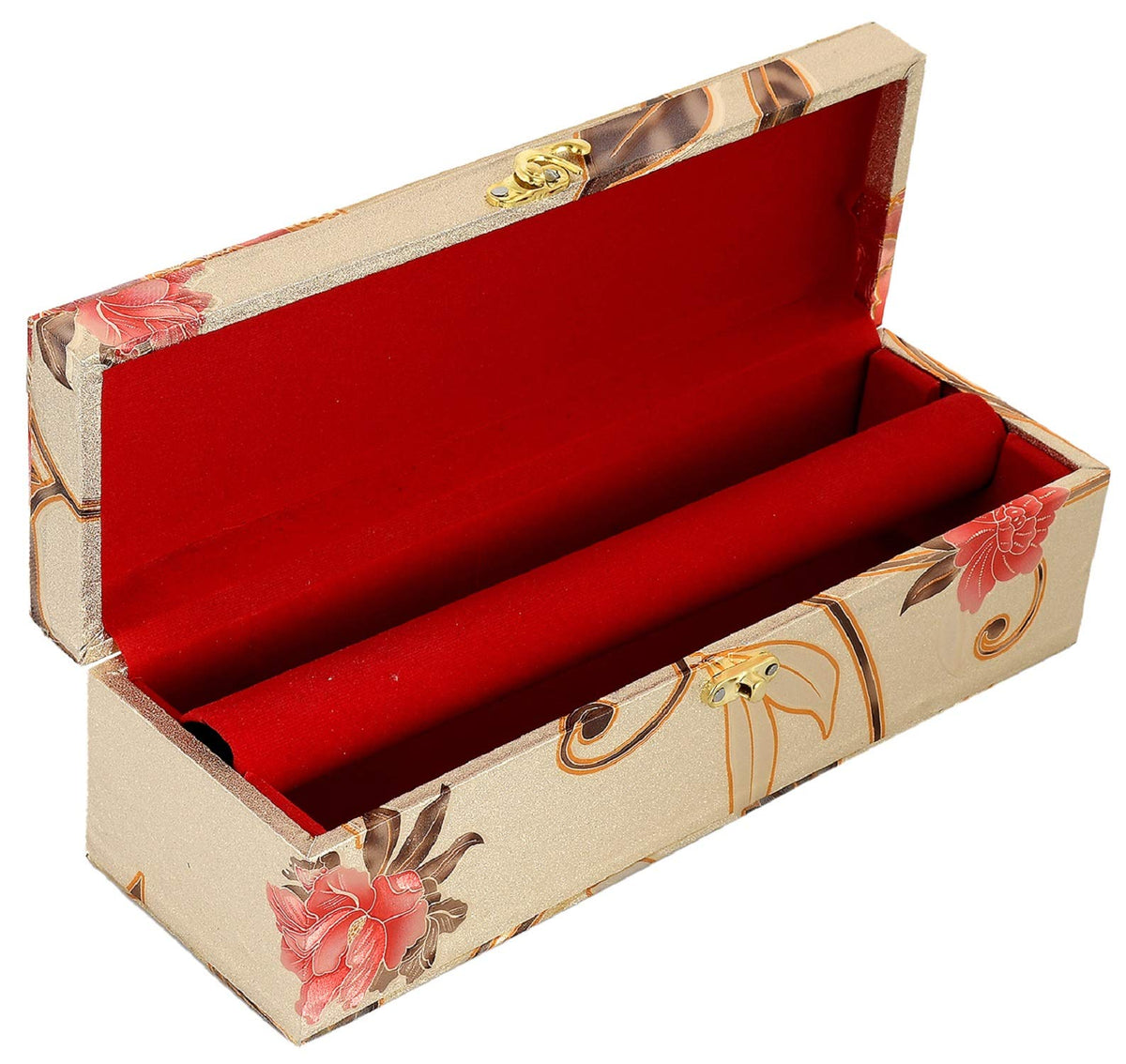 Kuber Industries Wooden Bangle Box For Women|One Rod Bangle Storage Box|Lock System|GOLD