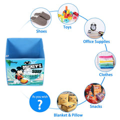 Kuber Industries Disney Mickey Surf Print Durable & Collapsible Square Storage Box|Clothes Organizer With Handle,.(Sky Blue)