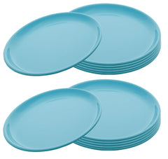 Kuber Industries 12 Pieces Unbreakable Round Plastic Microwave Safe Dinner Plates (Green) - CTKTC034610