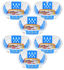 Heart Home Large Plastic Fruit, vegetable Storage Basket- Pack of 6 (Blue)-HS42KUBMART25385