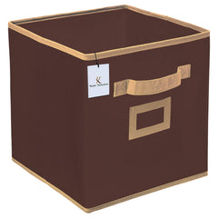 Kuber Industries Non Woven 4 Pieces Small Foldable Storage Organiser Cubes/Boxes (Coffee) - CTKTC035140