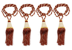 Kuber Industries Beads Beautiful Design Polyester 4 Pieces Curtain Tie Back Tassel Set (Light Brown) CTKTC33543