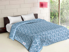 Heart Home Lightweight Floral Design Cotton Reversible Double Bed Dohar|AC Blanket for Home & Travelling (Light Green)