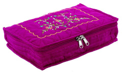 Kuber Industries Embroidery Design 2 Pieces Cotton Jewellery Kit, Green & Pink - CTKTC030604