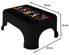 Kuber Industries Disney Team Mickey Print Square Plastic Bathroom Stool, Adults Simple Style Stool Anti-Slip with Strong Bearing Stool for Home, Office, Kindergarten (Black) -HS_35_KUBMARTS17272